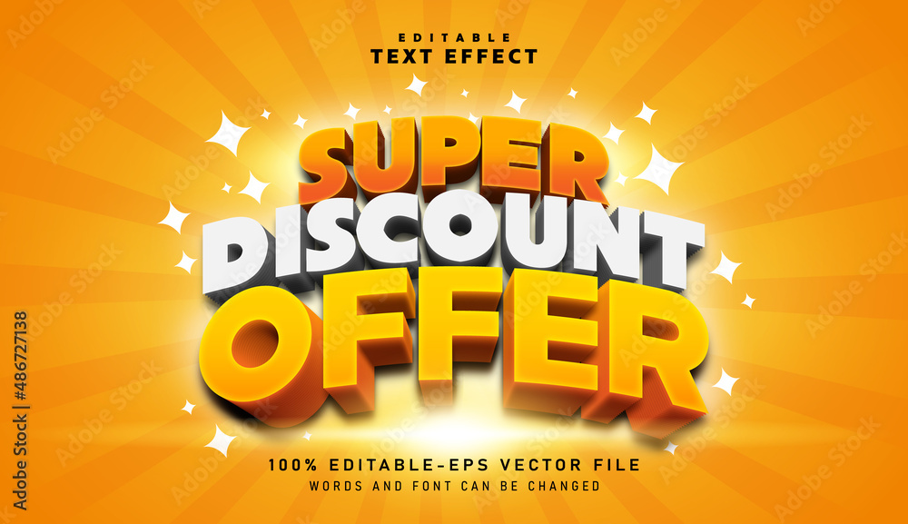 3D Super Discount Offer text effect - Editable text effect - obrazy, fototapety, plakaty 