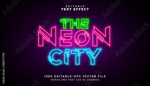 3D The Neon City text effect - Editable text effect