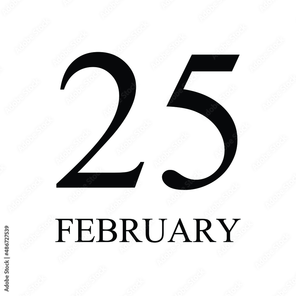 25 February Icon Vector Illustration . Date , Day Of Mouth 25 February Icon Vector Illustration . Date , Day Of Mouth