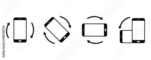Rotate smartphone icons set. Horizontal and vertical rotation smartphone. Device rotation sign. Turn your phone. 
