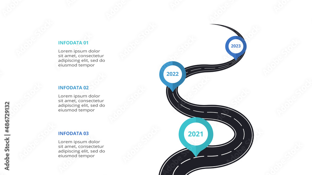 Road concept for infographic with 3 steps, options, parts or processes. Business data visualization. Road concept for infographic with 3 steps, options, parts or processes. Business data visualization.