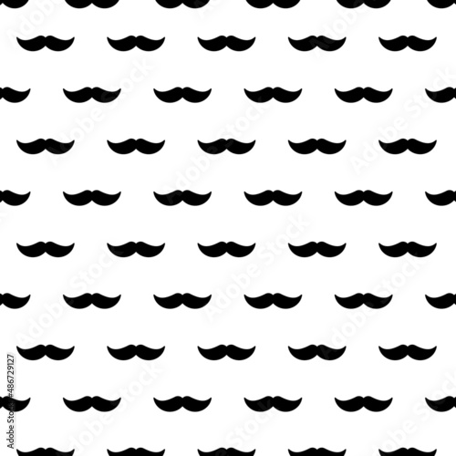 Retro mustache seamless pattern. Hipster seamless pattern with black mustache for wallpaper design. Vector 10 EPS.