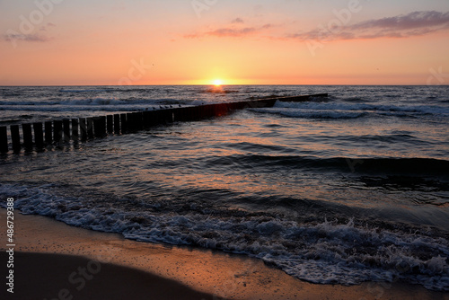 sunset sea in the evening time