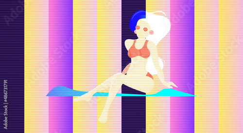 Vaporwave aesthetics wallpaper illustration.