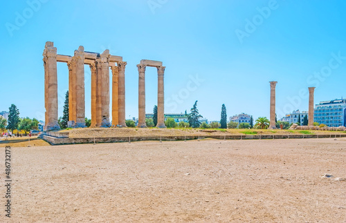 The ruined temple of Olympian Zeus, Athens, Greece