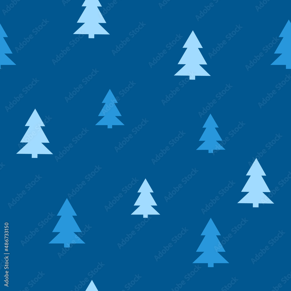 Abstract Christmas seamless pattern with decorative Christmas tree. Print for greeting cards, fabric or wrapping paper designs. Eps 10 vector illustration.