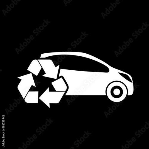 Recycle car icon isolated on dark background