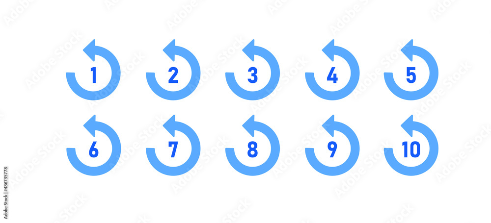 Numbers in circle arrow. Loading progress, reset process, remind concept. Vector Numbers in circle arrow. Loading progress, reset process, remind concept. Vector