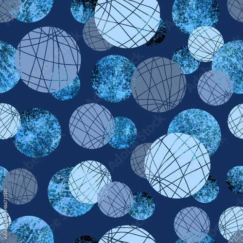 Balls of different sizes with stripes vector seamless pattern. Background for wallpaper, fabrics, wrapping paper and stationery