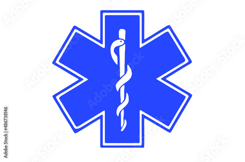 Symbol of Emergency, Paramedic. Star of Life emblem isolated on white background.
Vector Flat, EPS 10. photo