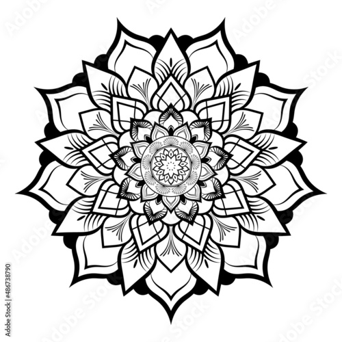 Creative black simple mandala design With white background