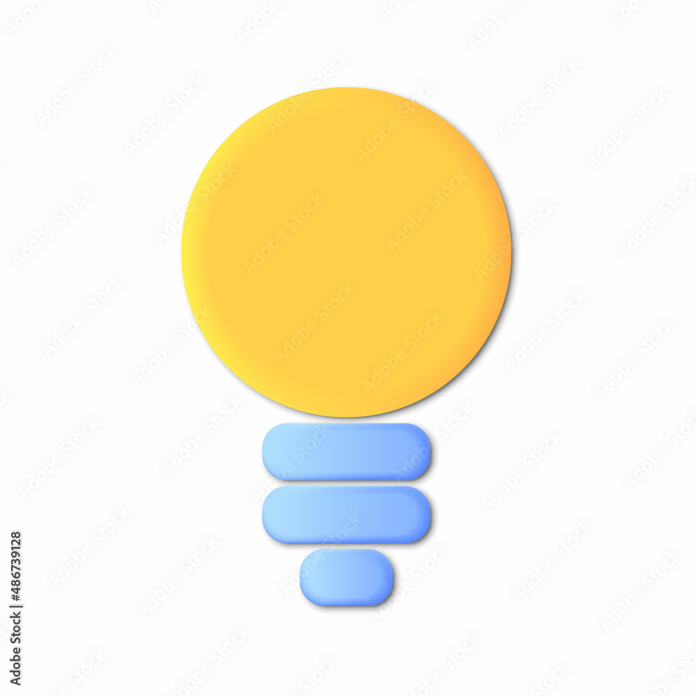 3d cartoon style minimal yellow light bulb icon. Idea, solution, business, strategy concept. 3d cartoon style minimal yellow light bulb icon. Idea, solution, business, strategy concept.