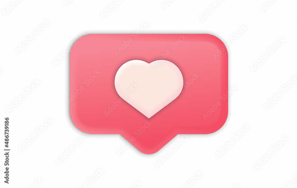 3D social media notification icon with heart symbol like icon 3D social media notification icon with heart symbol like icon