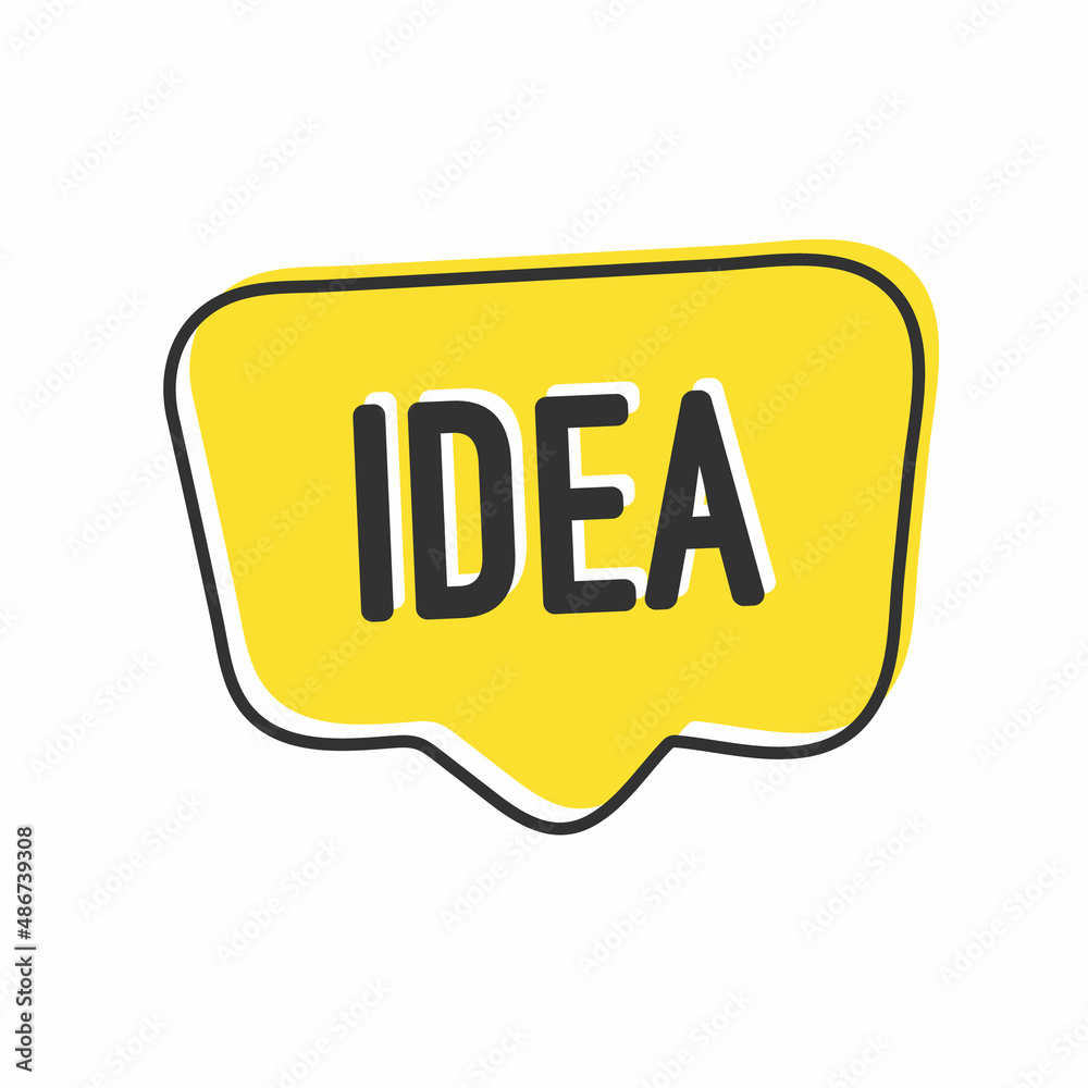 Idea text on yellow Speech Bubble Modern Flat Design. Idea text on yellow Speech Bubble Modern Flat Design.