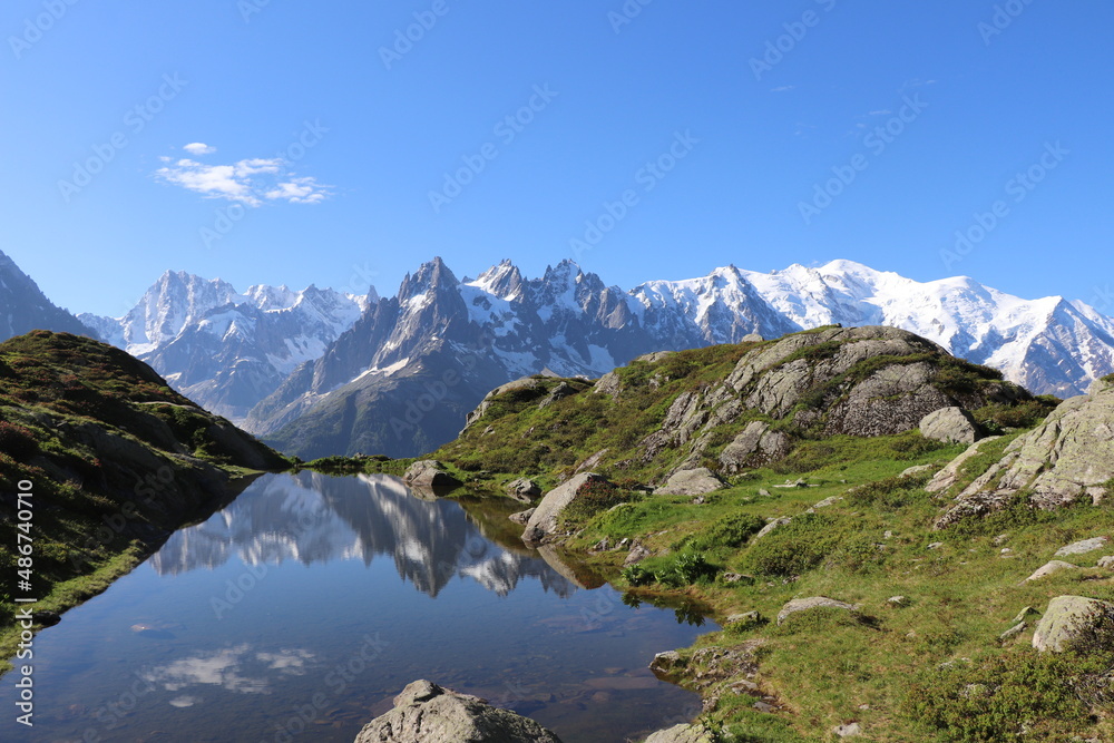Massif du Mont blanc; Reflet lac miroir 