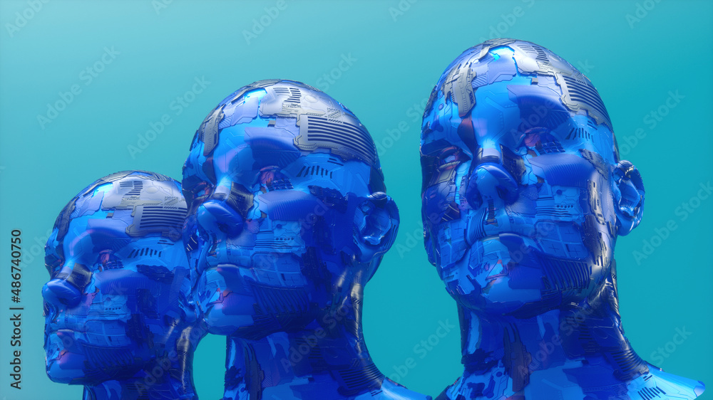 3D render. Cloning humanoid figures 3D render. Cloning humanoid figures