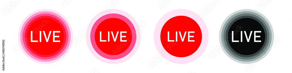 Set of live streaming icons. Red symbols and buttons of live streaming,  broadcasting, online stream. Template for TV, shows, movies and live  performances. Vector EPS 10 Stock Vector | Adobe Stock