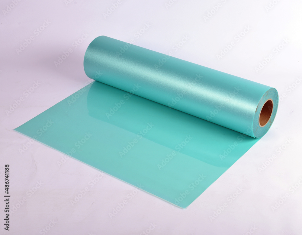 A roll of green pattern frosted glass film material A roll of green pattern frosted glass film material