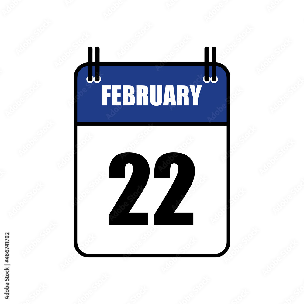 February 22 Calendar Icon Vector Illustration . Date , Day Of Mouth February 22 Calendar Icon Vector Illustration . Date , Day Of Mouth