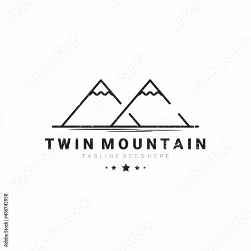 Twin mountain logo design inspiration. Mountain outline logo template. Vector Illustration
