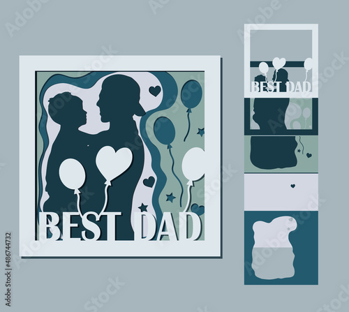 Web3D multilayer card for Father's Day with the inscription best dad