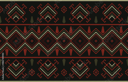 Ethnic Seamless Traditional Embroidery Pattern Print, Vector Design.