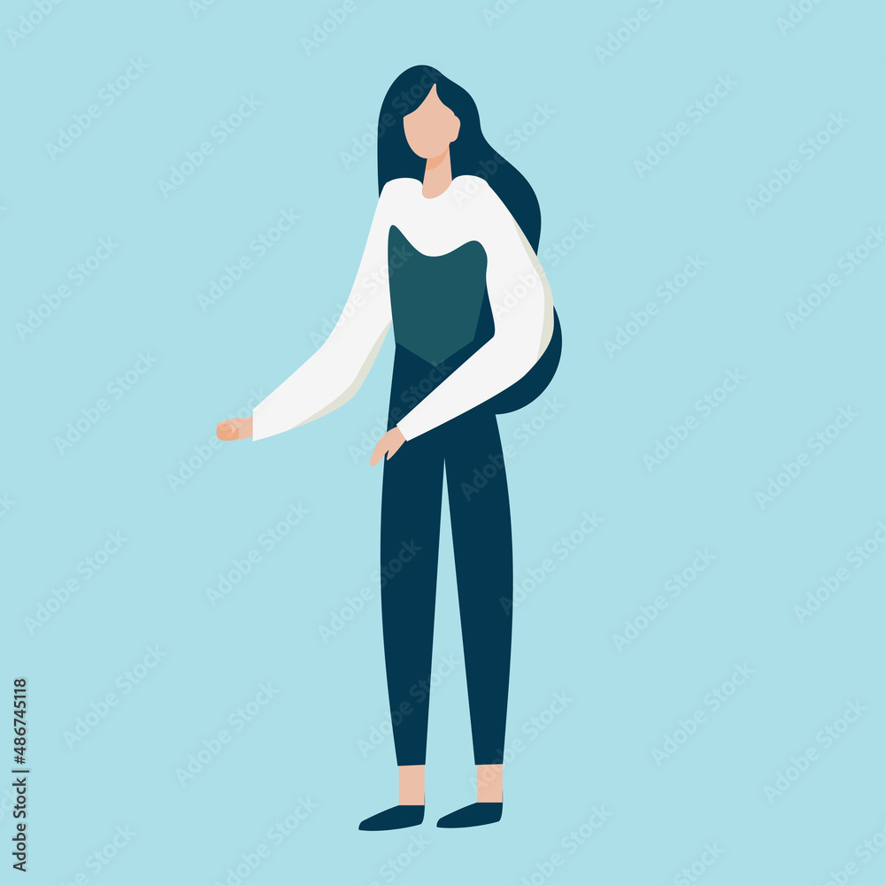 Lady standing character design. Lady standing character design.