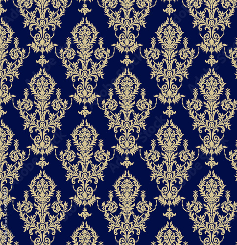 damask seamless pattern background. Classical luxury old fashioned damask ornament, royal victorian seamless texture for wallpapers, textile, wrapping. Exquisite floral baroque template.