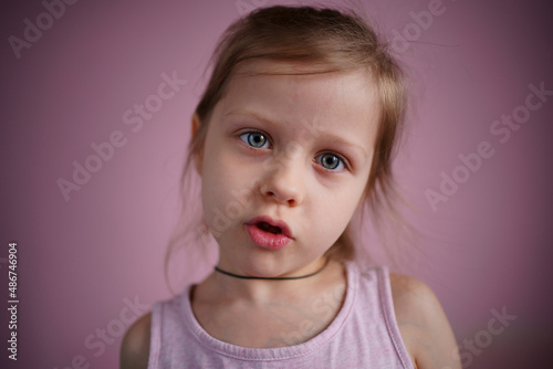 girl says surprised. High quality photo