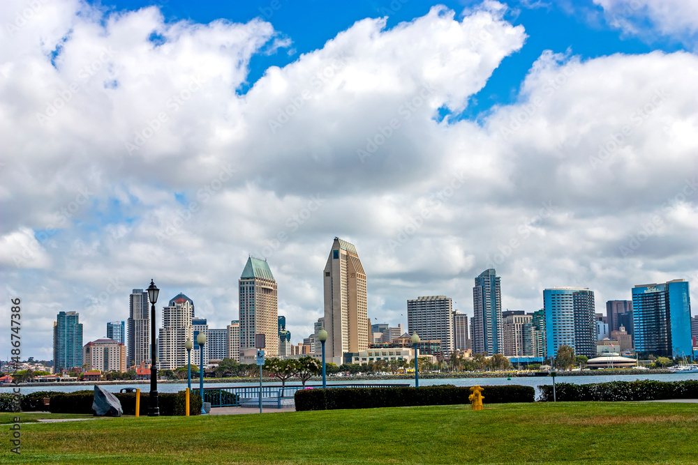 A View of San Diego Bay and Downtown San Diego on a spring day, California,United States. A View of San Diego Bay and Downtown San Diego on a spring day, California,United States.