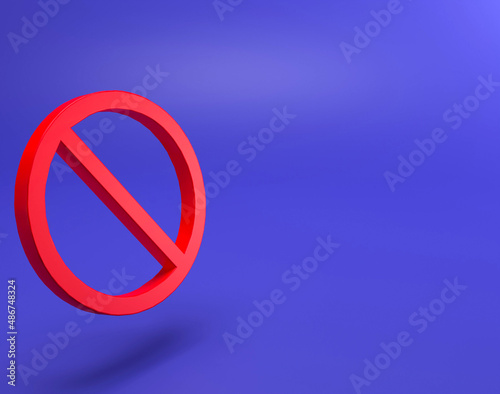 Prohibition sign 3d illustration space