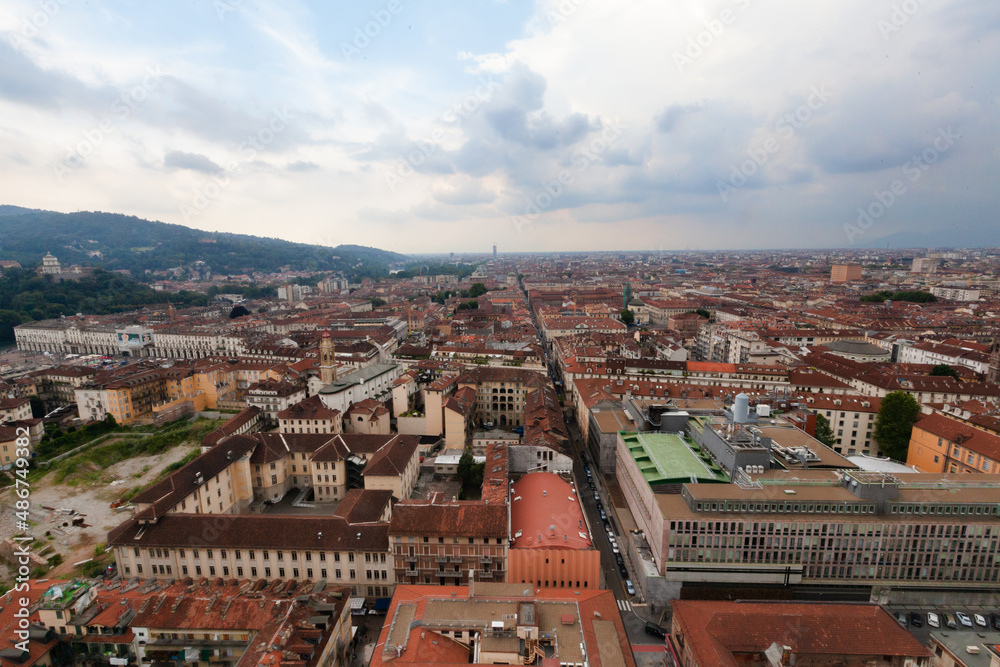 Aerial view of central Turin, Italy