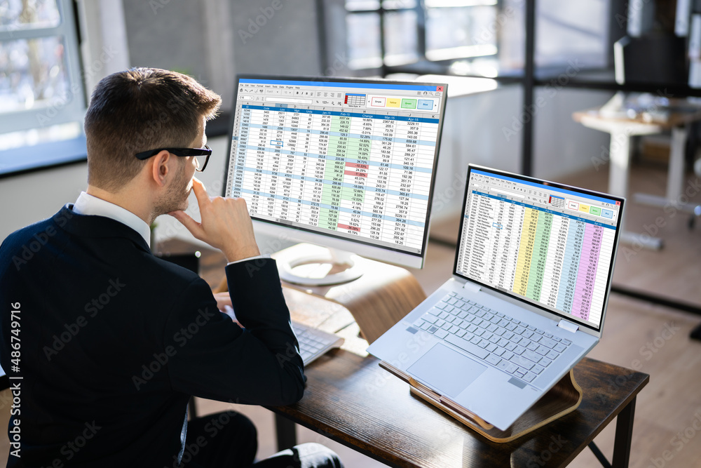 Analyst Working With Spreadsheet Business Data