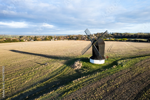 Aerial shot of Pitstone historic windmill photo