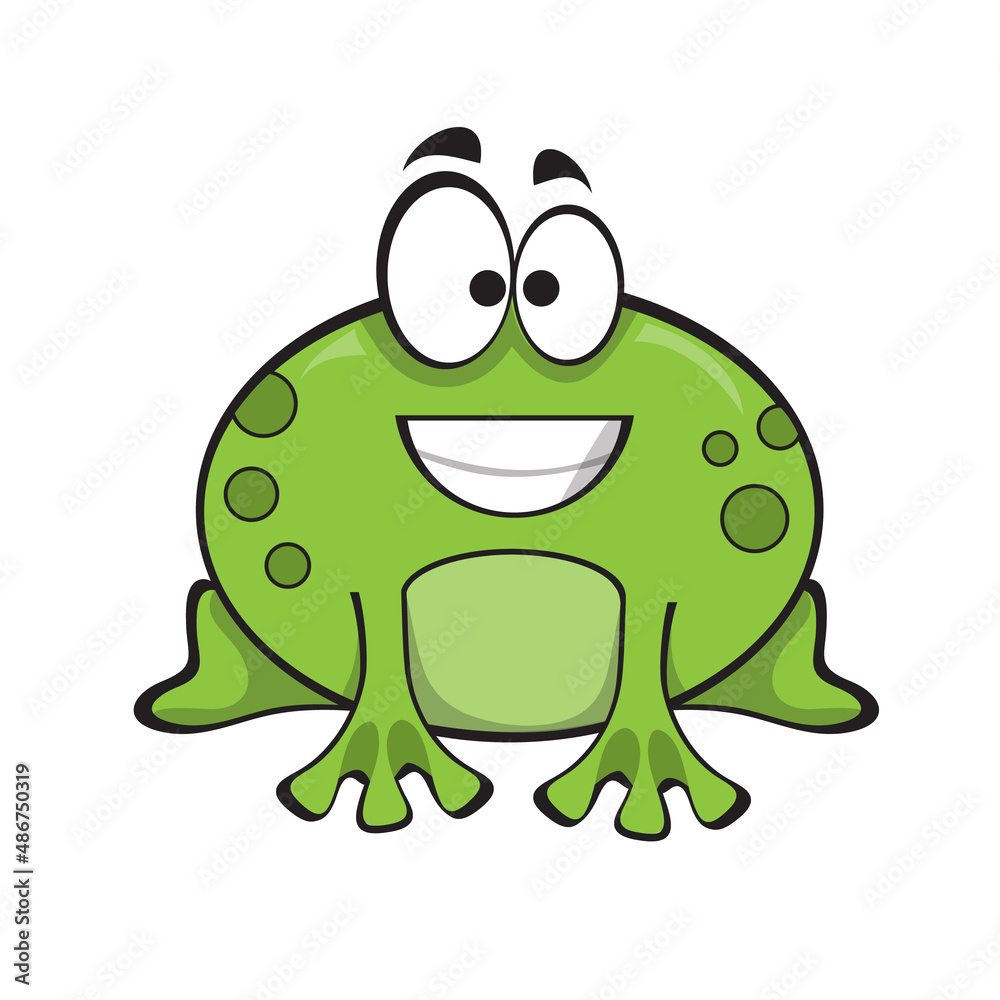 Cute smiling green frog, cartoon character isolated on white background Cute smiling green frog, cartoon character isolated on white background