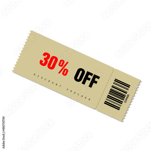 Gift voucher tear-off sale coupon promoting special discount. 