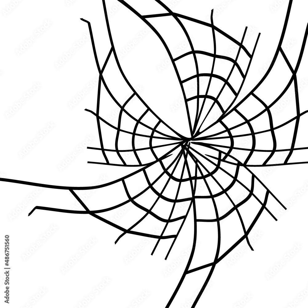 Cartoon spider web isolated on white background