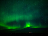 Scenery with northern lights, Aurora borealis over Reykjanes peninsula, Iceland