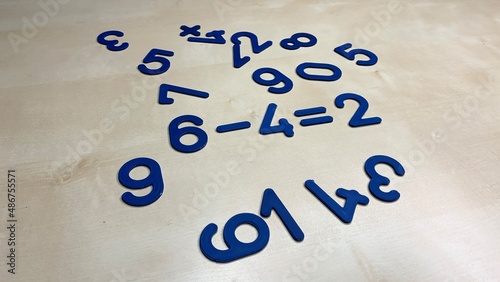 Canvas Print Plastic numbers and figures for the development of the child's intelligence, sim