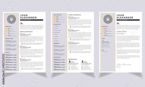 Modern Resume Layout Kit Job Applications, Minimalist resume cv template, Resume design
