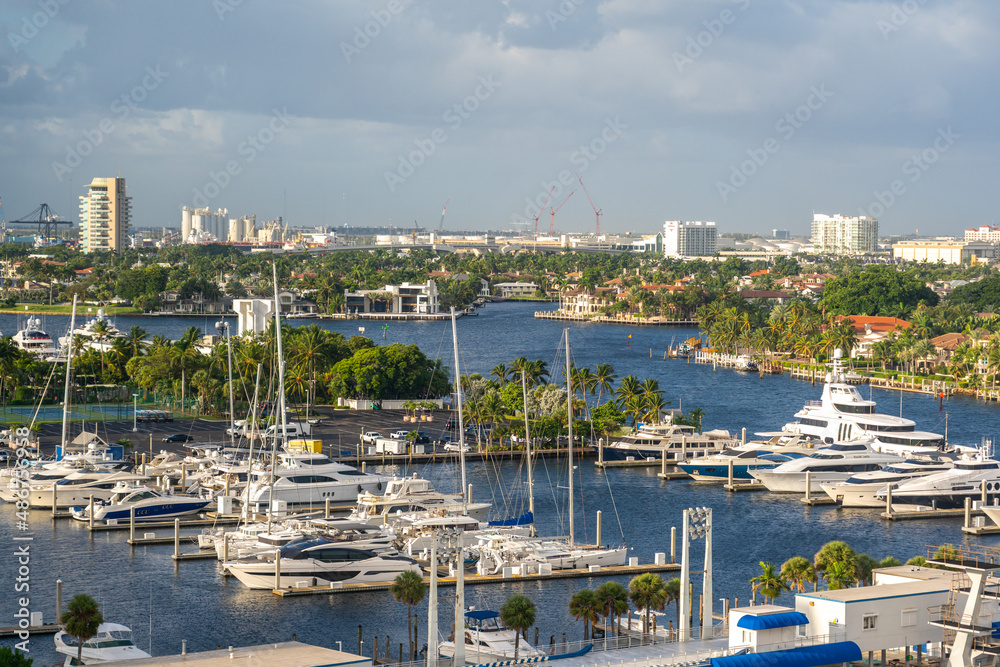 Fort Lauderdale Marina From Above with yachts