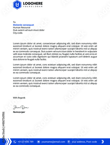 Corporate stationary creative clean unique simple business letterhead A4 template Design