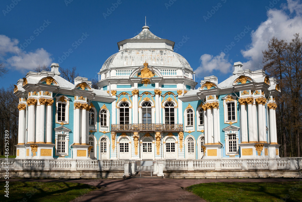 Hermitage pavilion near Catherine Palace in Rococo style in Tsarskoye Selo, Pushkin, 30 km south of Saint Petersburg, Russia