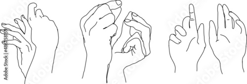 Woman icons collection line. Hand Collection - Vector Illustration of Female Hands of Different Gestures