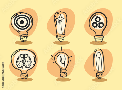 six idea bulbs
