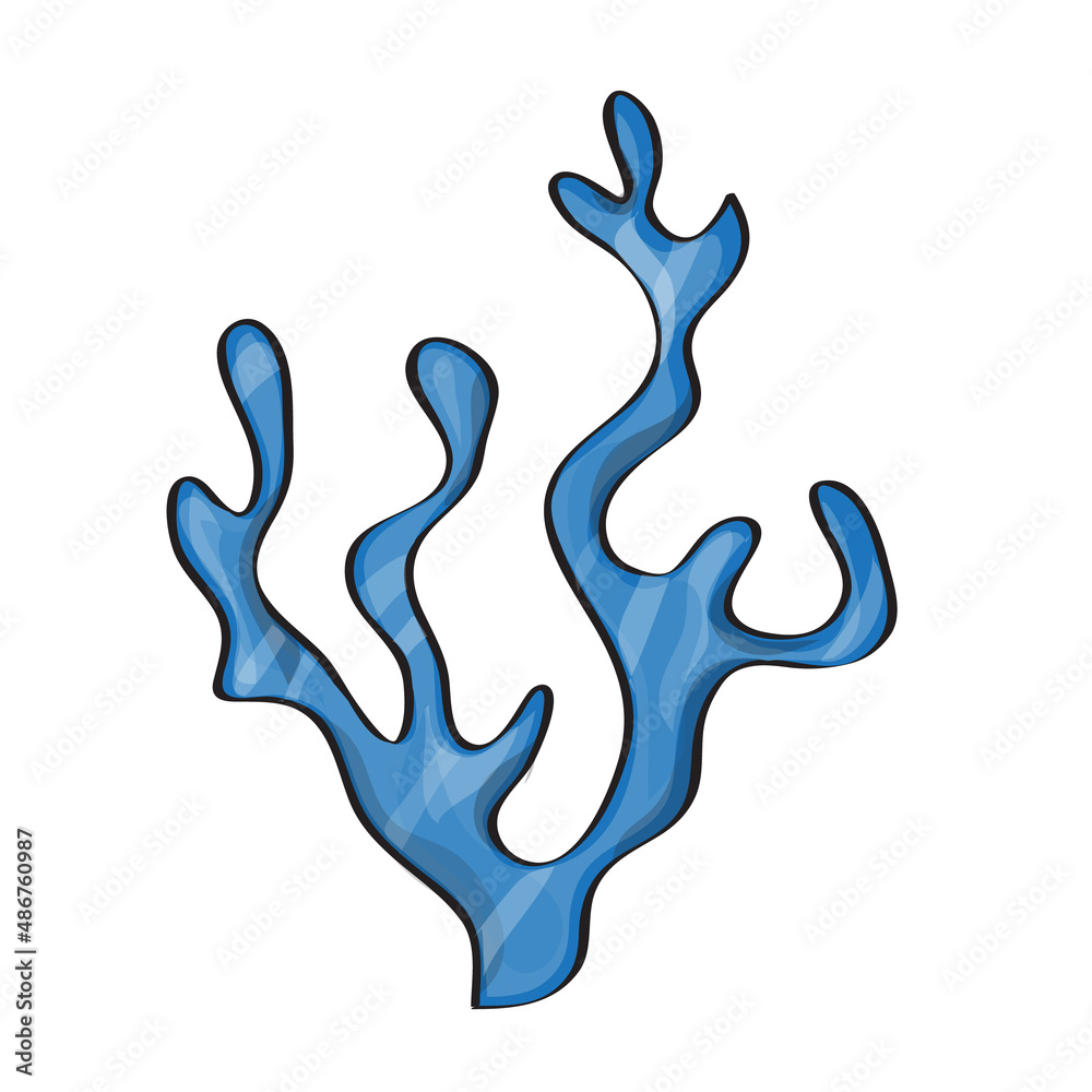 Obraz premium Underwater seaweed, aquatic marine algae plant vector Illustration in bright cartoon style on white
