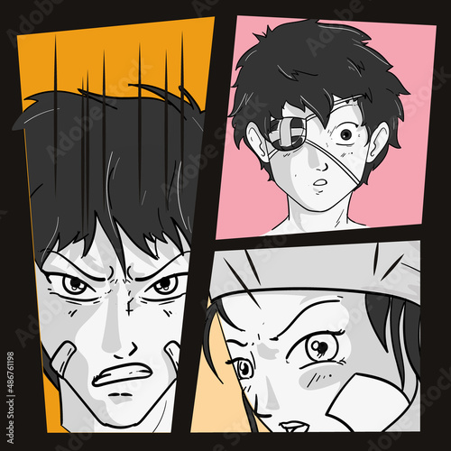 manga people in frames