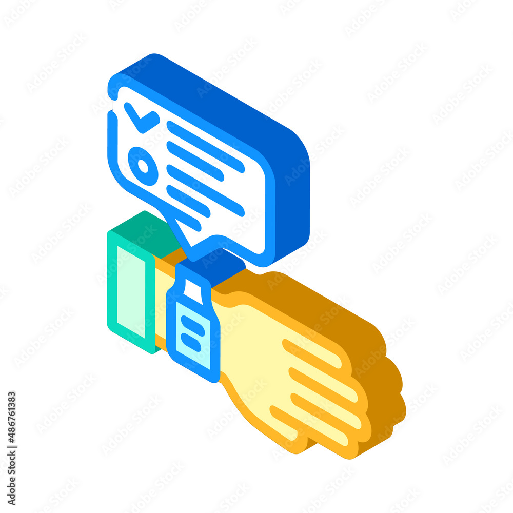 watch notification isometric icon vector. watch notification sign. isolated symbol illustration watch notification isometric icon vector. watch notification sign. isolated symbol illustration
