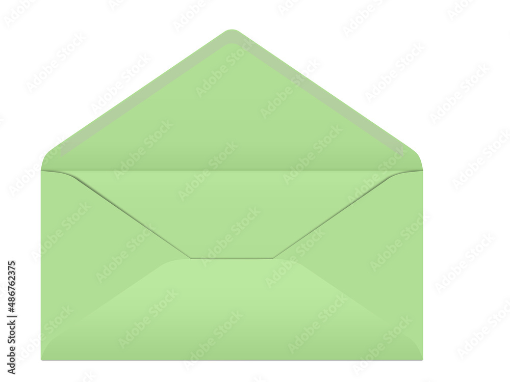 Leerer Briefumschlag vor weißem Hintergrund, isoliert, 3D-Illustration Leerer Briefumschlag vor weißem Hintergrund, isoliert, 3D-Illustration