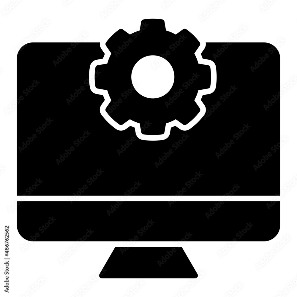 Gear on monitor, icon of computer setting
Gear on monitor, icon of computer setting